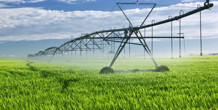 Irrigation equipment on farm field