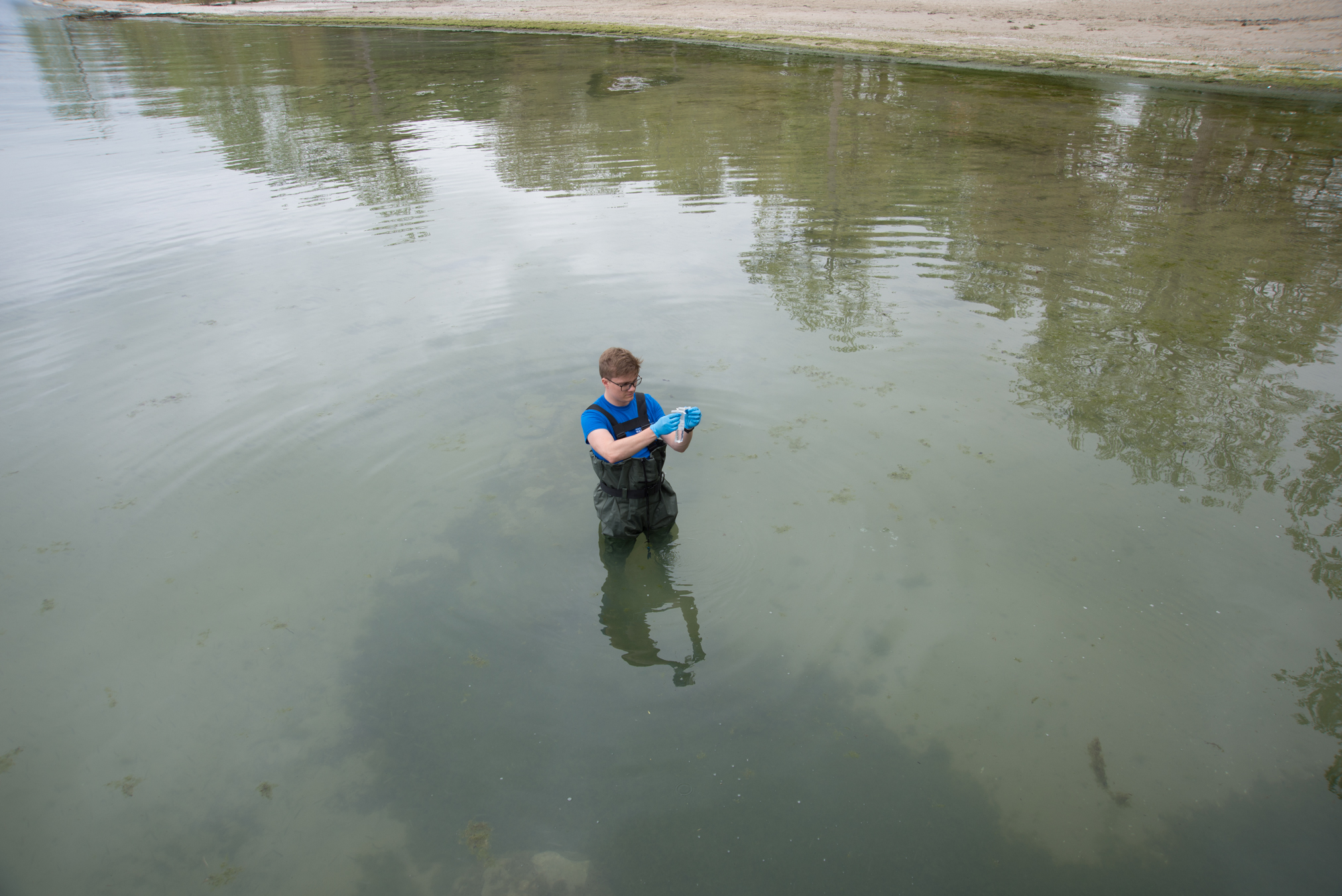 Swim Drink Fish staff monitoring in Fort Erie on Lake Erie. Image Credit: Swim Drink Fish.