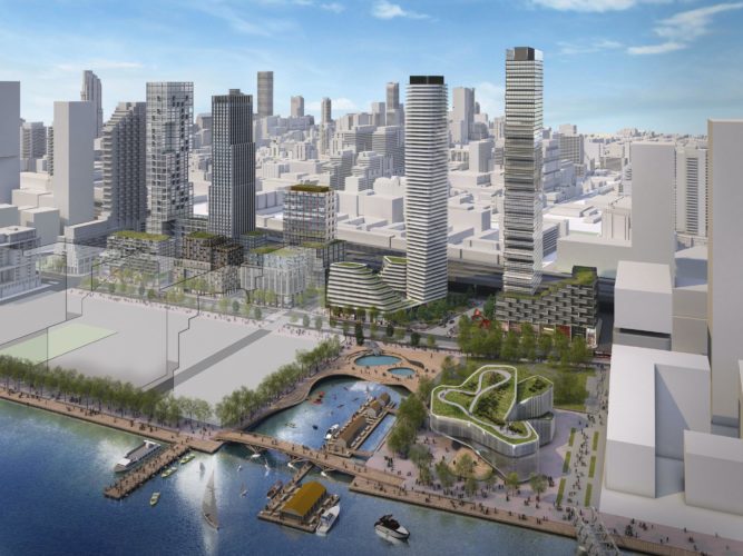 An artistic rendering of one possible vision of what the fully developed Quayside could look like. Rendering by Standard Practice. (CNW Group/Waterfront Toronto).